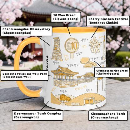 Korean Coffee Mug & Ice Cream Cup – Gyeongju Line Art 11oz Ceramic Cup for K-Culture Lovers