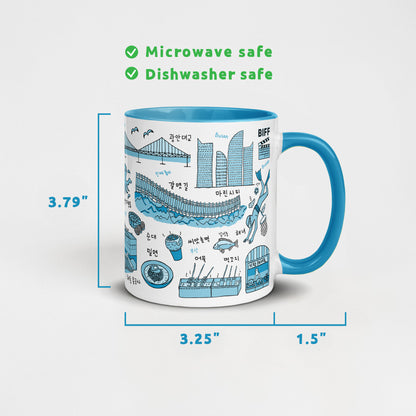 Korean Coffee Mug & Ice Cream Cup – Busan Line Art 11oz Ceramic Cup for K-Culture Lovers