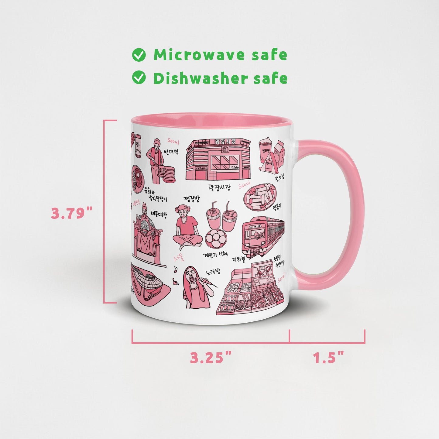 Korean Coffee Mug & Ice Cream Cup – Seoul Line Art 11oz Ceramic Cup for K-Culture Lovers