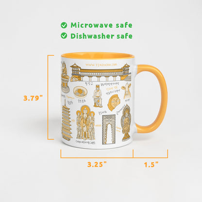 Korean Coffee Mug & Ice Cream Cup – Gyeongju Line Art 11oz Ceramic Cup for K-Culture Lovers