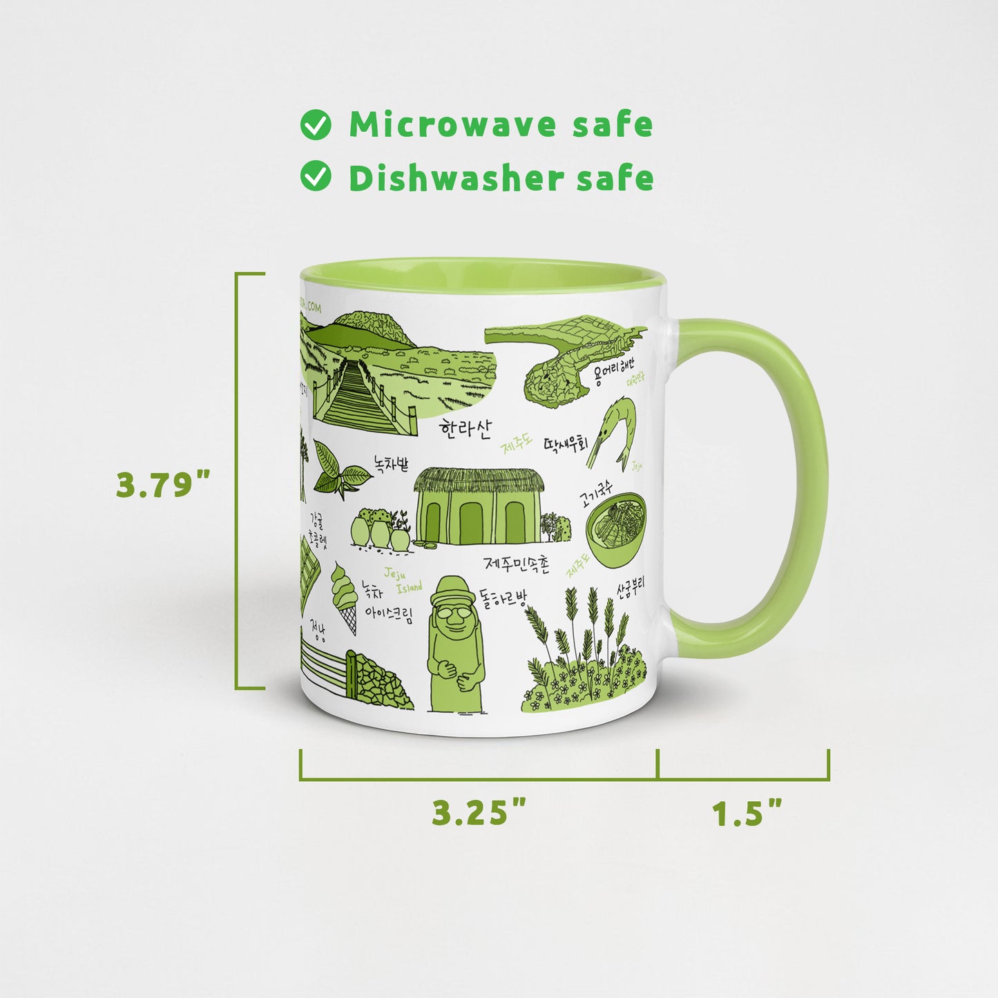 Korean Coffee Mug & Ice Cream Cup – Jeju Island Line Art 11oz Ceramic Cup for K-Culture Lovers