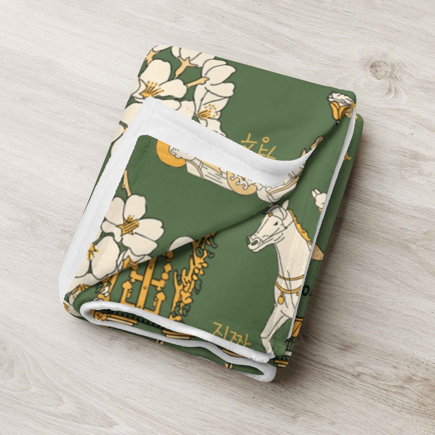 Gyeongju Korea Throw Blanket - Line Art of Gyeongju Attractions, K-Drama & K-Pop Fan Gift