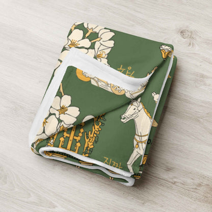 Gyeongju Korea Throw Blanket - Line Art of Gyeongju Attractions, K-Drama & K-Pop Fan Gift