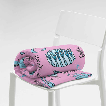 Busan Korea Throw Blanket - Line Art of Busan Attractions, K-Drama & K-Pop Fan Gift