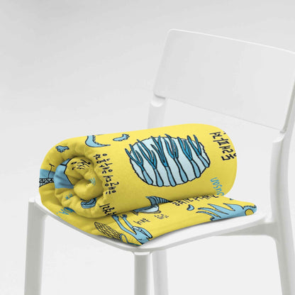 Busan Korea Throw Blanket - Line Art of Busan Attractions, K-Drama & K-Pop Fan Gift