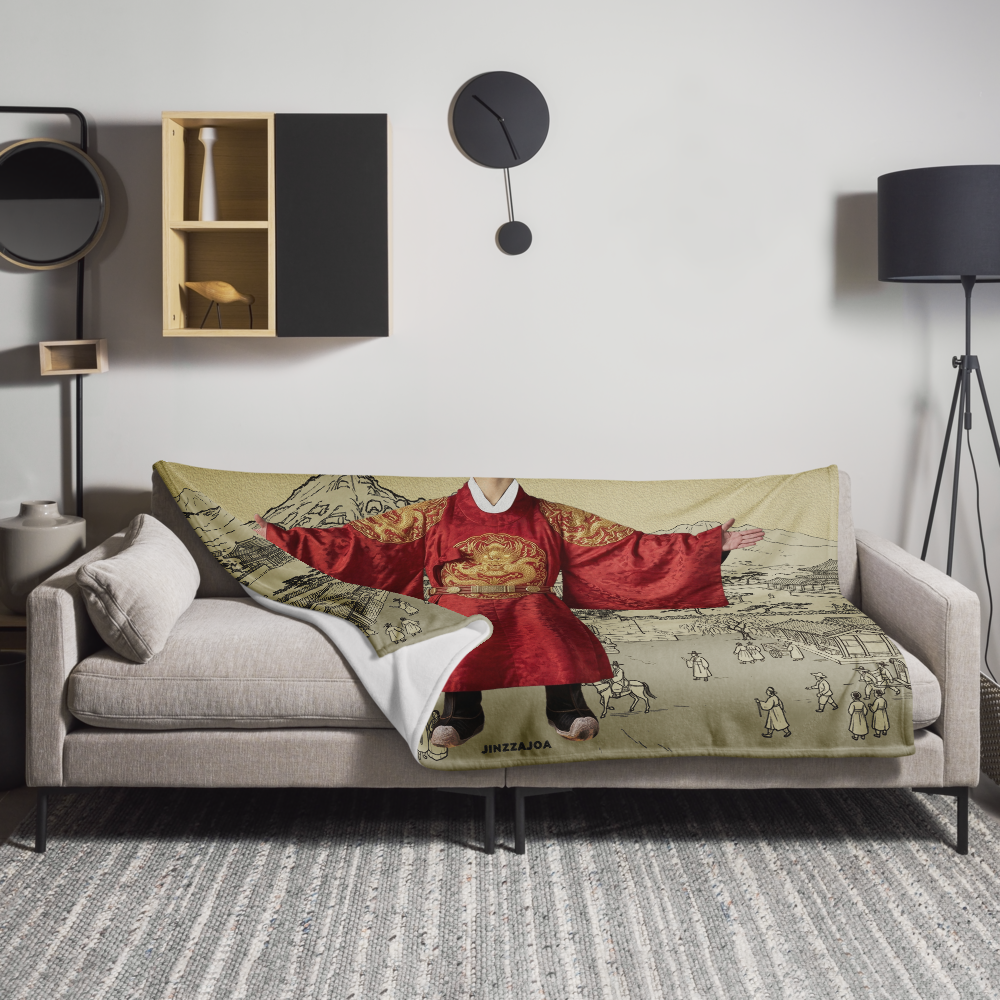 Korean K-Drama King Blanket – Ultra Soft Throw Blanket Featuring Traditional Royal Dragon Robe (Yongpo), Korean Palace & Historical Art Design, Cozy Fleece Gift for Korean Culture Lovers