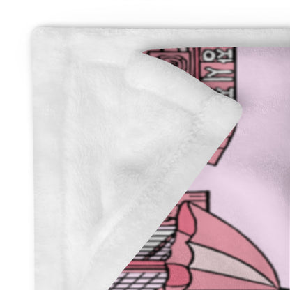 Seoul Korea Throw Blanket (Pink) -  Line Art of Seoul Attractions, K-Culture & K-Pop Fan Gift