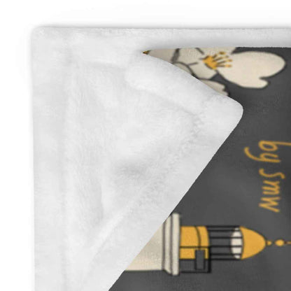 Gyeongju Korea Throw Blanket - Line Art of Gyeongju Attractions, K-Drama & K-Pop Fan Gift