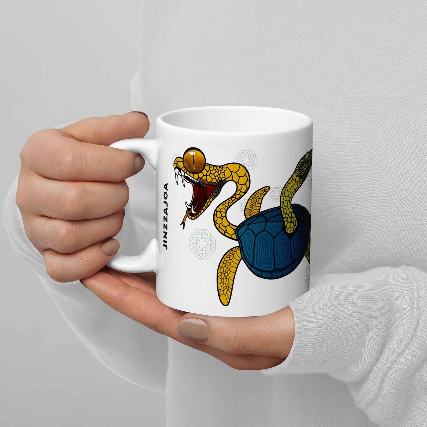 Four Guardians of Korea Mug – Korean Mythology Animal Deities : Black Tortoise(North), Blue Dragon, White Tiger, Vermilion Bird